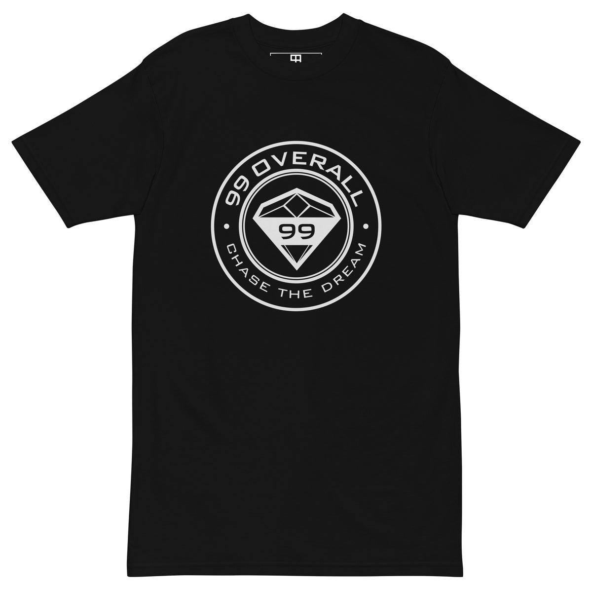Diamond 99 Badge Heavyweight Tee in Black with white badge, front view