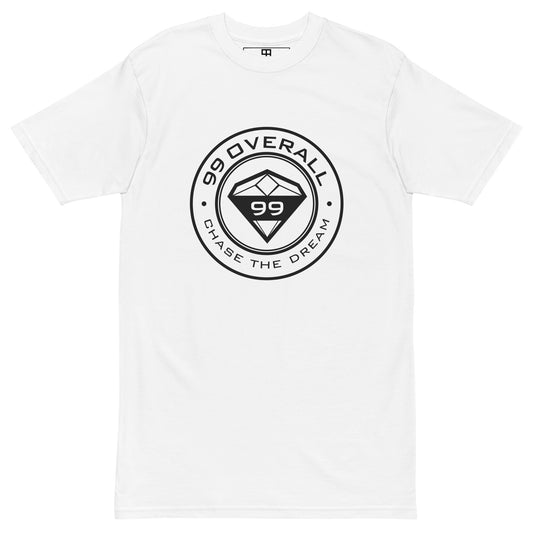 Diamond 99 Badge Heavyweight Tee in White with black badge, front view