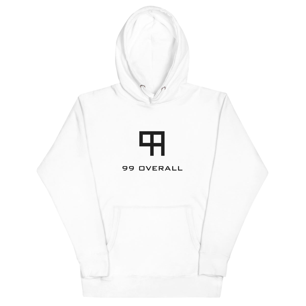99 Overall Logo Hoodie in White, front view