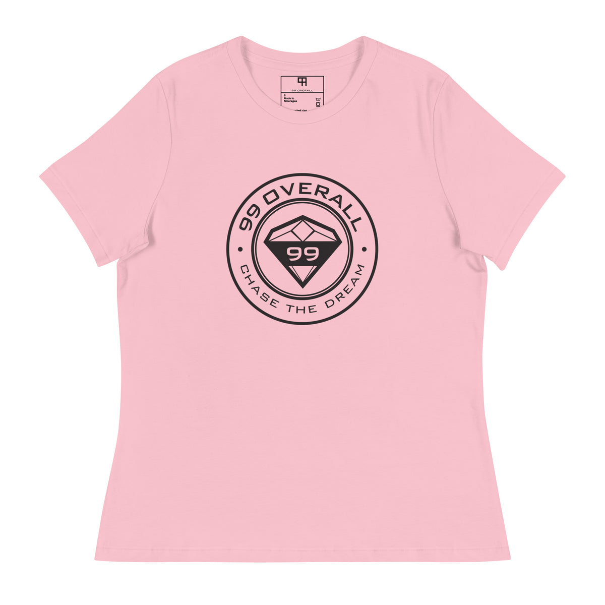 Diamond 99 Badge Women's Relaxed Tee in Pink, front view