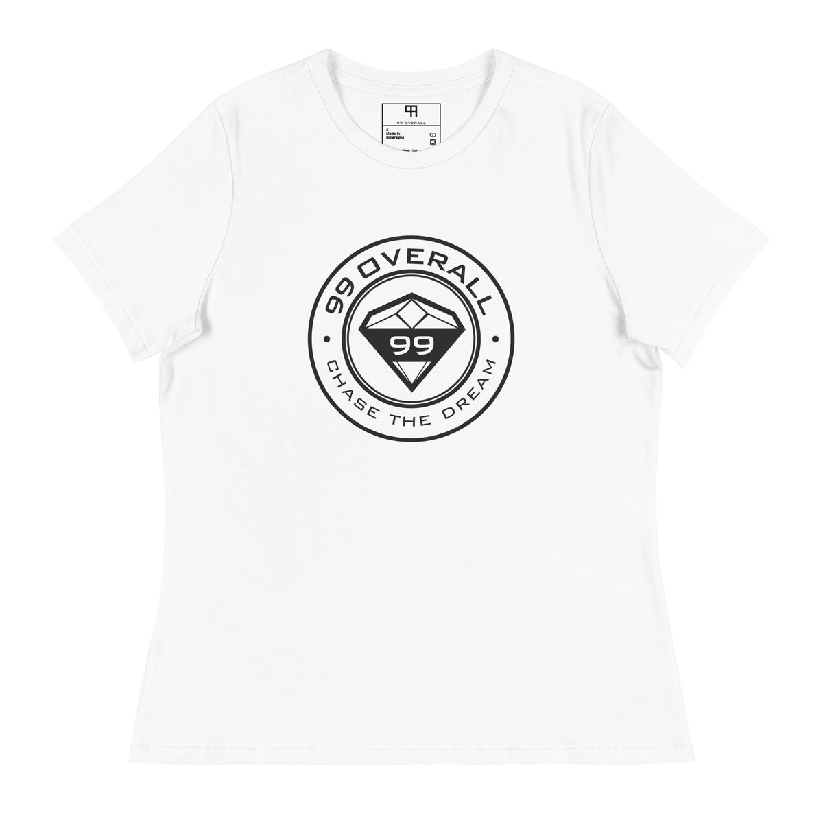Diamond 99 Badge Women's Relaxed Tee in White, front view